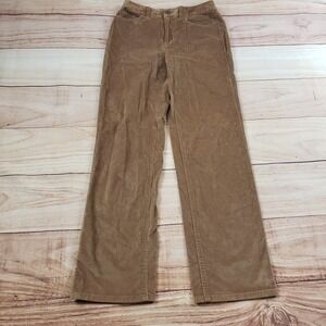 Talbots Pants Womens 4 Brown Straight Velour Stretch Casual Pockets Ladies 28x30